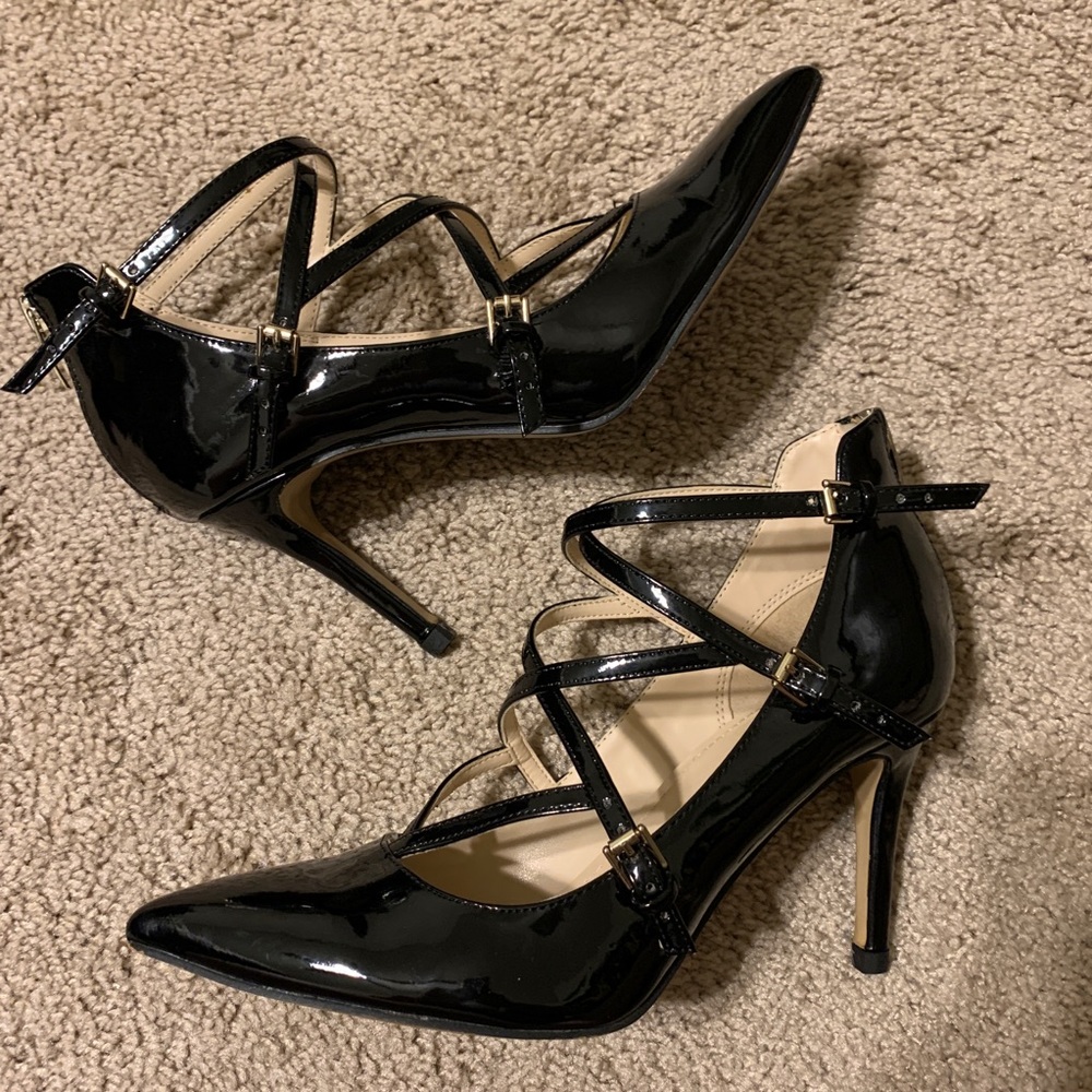 Witchy Marc Fisher Strappy Black “Danger” Pump
